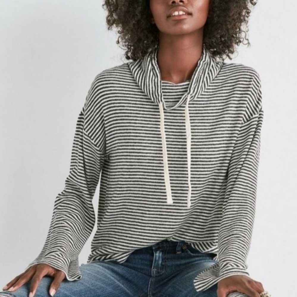 Lucky Brand pullover striped cowl neck sweater